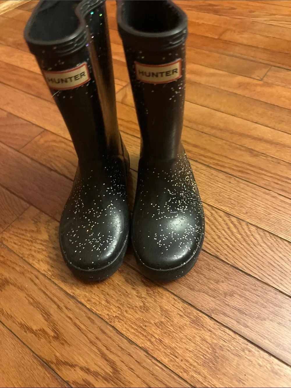 Hunter Black Glitter Mid-Calf Rain Boots